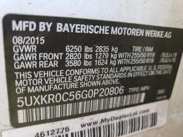 5UXKR0C56G0P20806 - 2016 BMW X5 XDRIVE35I WHITE photo 12