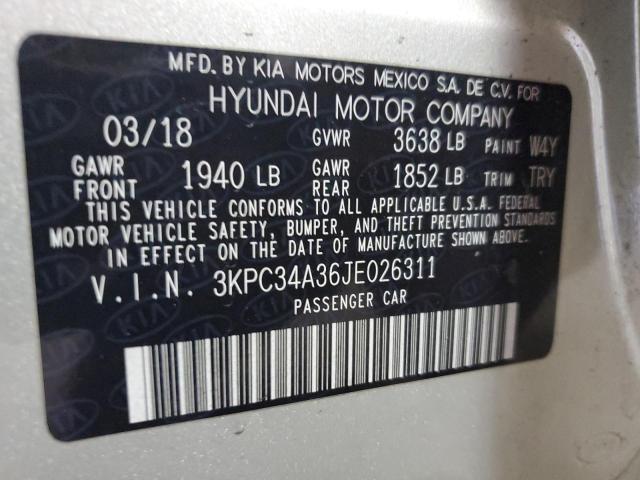 3KPC34A36JE026311 - 2018 HYUNDAI ACCENT LIMITED GREEN photo 12