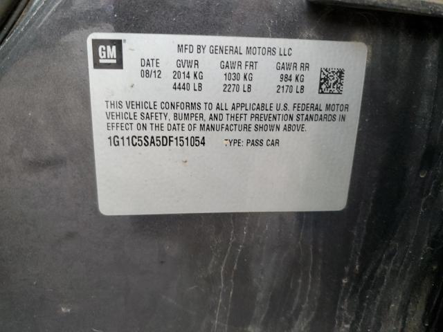 1G11C5SA5DF151054 - 2013 CHEVROLET MALIBU 1LT Gris photo 12