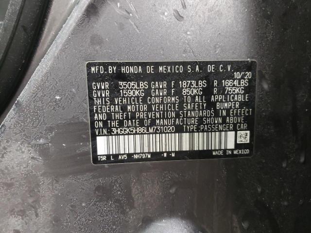 3HGGK5H86LM731020 - 2020 HONDA FIT EX GRAY photo 12