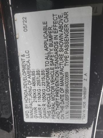 19UUB5F58NA003369 - 2022 ACURA TLX TECH A BLACK photo 12