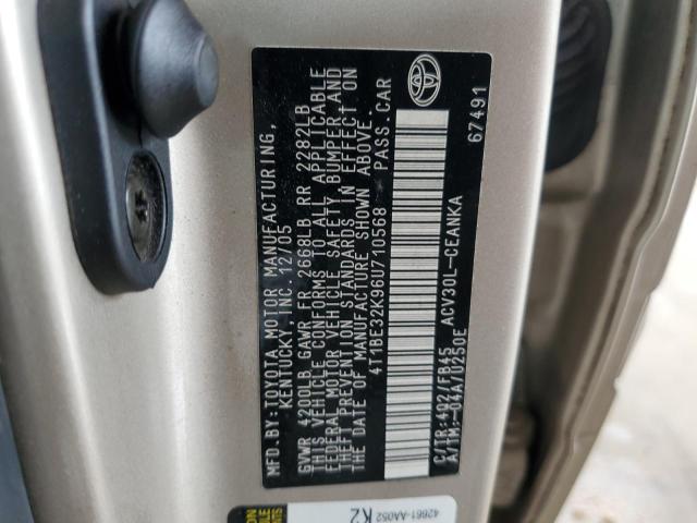 4T1BE32K96U710568 - 2006 TOYOTA CAMRY LE TAN photo 12