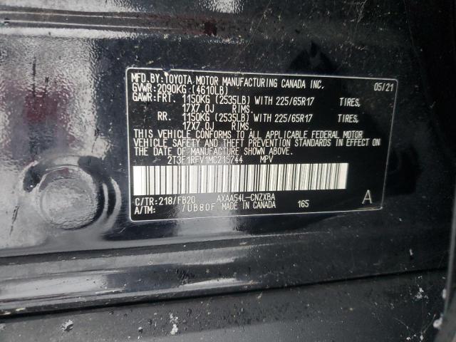 2T3F1RFV1MC215744 - 2021 TOYOTA RAV4 LE BLACK photo 12