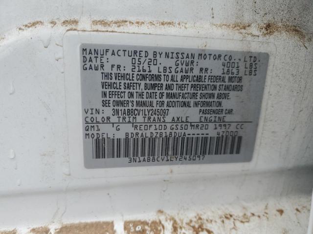 3N1AB8CV1LY245097 - 2020 NISSAN SENTRA SV WHITE photo 12