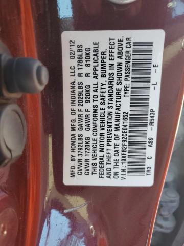 19XFB2F92CE041652 - 2012 HONDA CIVIC EXL MAROON photo 12