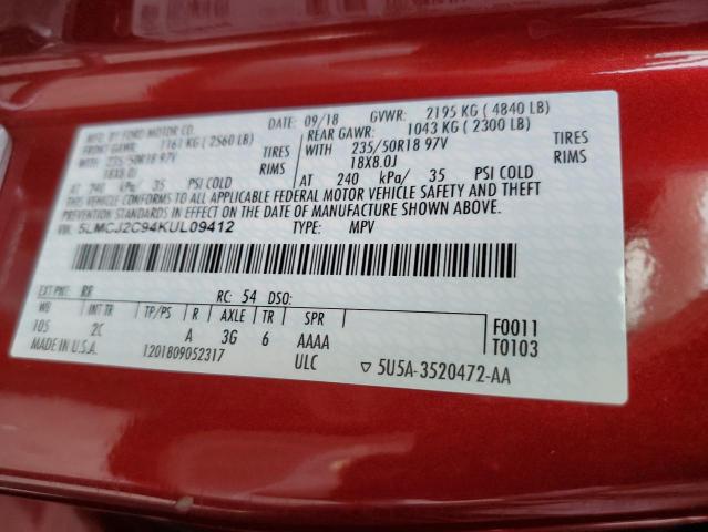 5LMCJ2C94KUL09412 - 2019 LINCOLN MKC SELECT 红色 照片 13