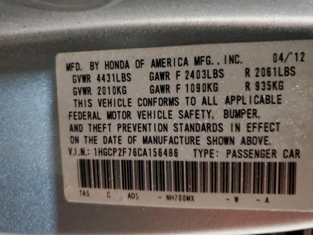 1HGCP2F76CA156486 - 2012 HONDA ACCORD EX SILVER photo 12