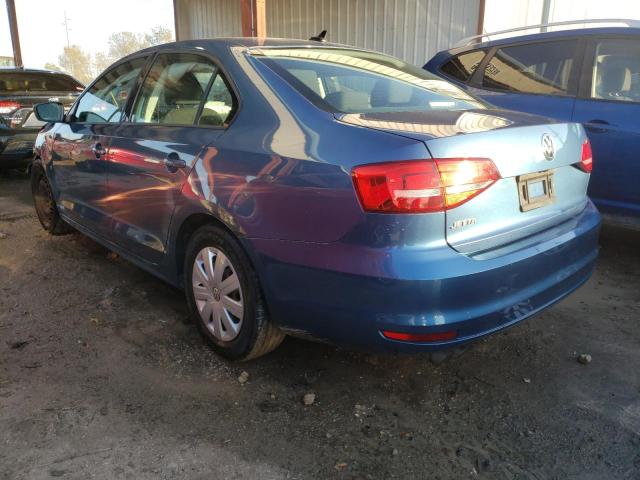 3VW2K7AJ4FM349099 - 2015 VOLKSWAGEN JETTA BASE BLUE photo 2