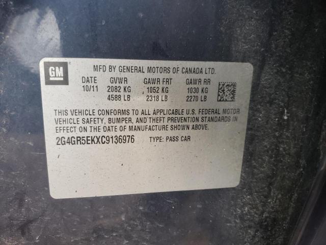 2G4GR5EKXC9136976 - 2012 BUICK REGAL 蓝色 照片 12