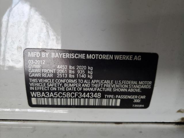 WBA3A5C58CF344348 - 2012 BMW 328 I WHITE photo 12