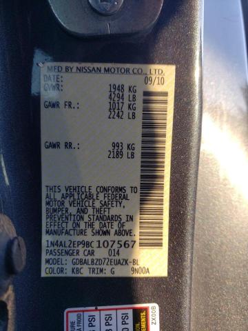 1N4AL2EP9BC107567 - 2011 NISSAN ALTIMA S GRAY photo 13