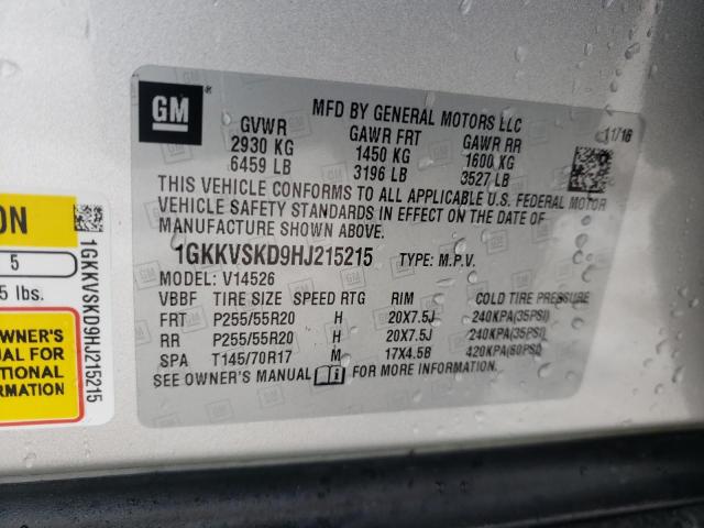 1GKKVSKD9HJ215215 - 2017 GMC ACADIA LIM SLT-2 SILVER photo 12