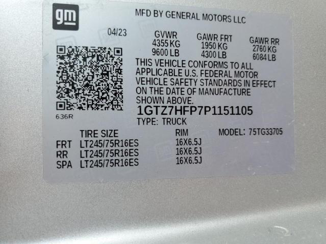 1GTZ7HFP7P1151105 - 2023 GMC SAVANA G3500 SILVER photo 13