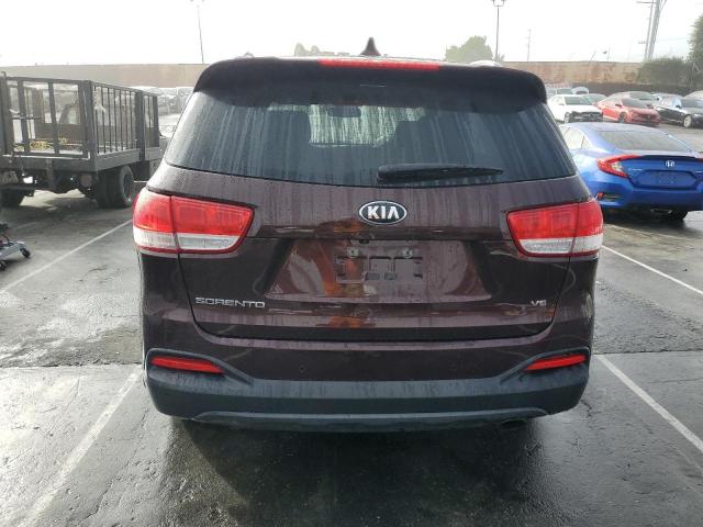 5XYPG4A5XGG011135 - 2016 KIA SORENTO LX BURGUNDY photo 6