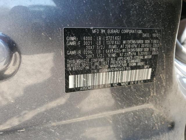 4S4WMARD8N3402165 - 2022 SUBARU ASCENT TOURING CHARCOAL photo 13