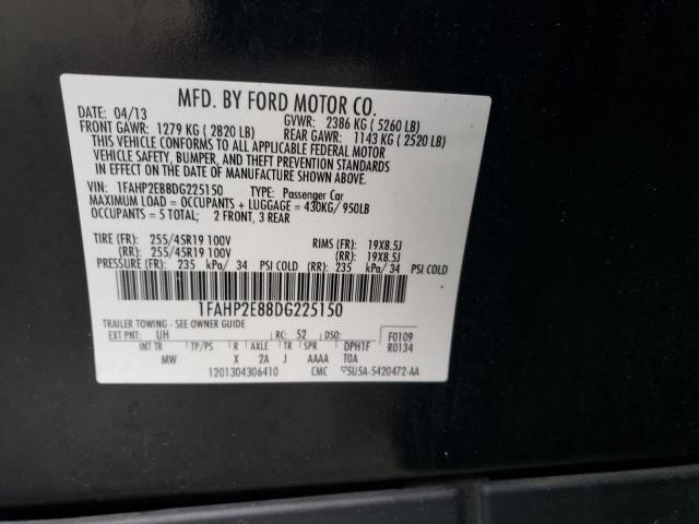 1FAHP2E88DG225150 - 2013 FORD TAURUS SEL BLACK photo 12