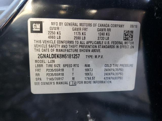 2GNALDEK8H6181257 - 2017 CHEVROLET EQUINOX PREMIER BLACK photo 13