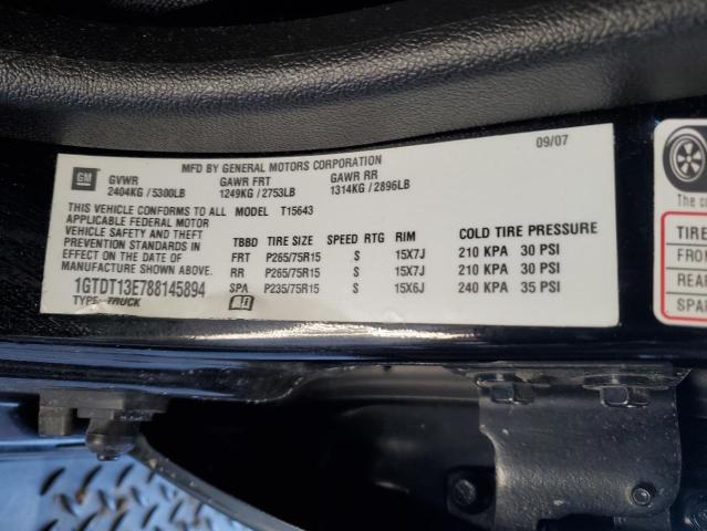 1GTDT13E788145894 - 2008 GMC CANYON BLACK photo 12