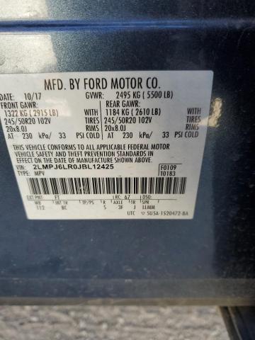 2LMPJ6LR0JBL12425 - 2018 LINCOLN MKX RESERVE أزرق صورة 13