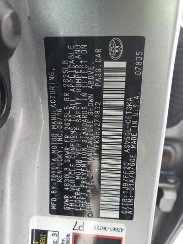 4T1BF1FK8HU271832 - 2017 TOYOTA CAMRY LE SILVER photo 12