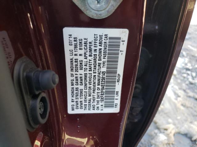 19XFB2F84EE258145 - 2014 HONDA CIVIC EX BURGUNDY photo 12