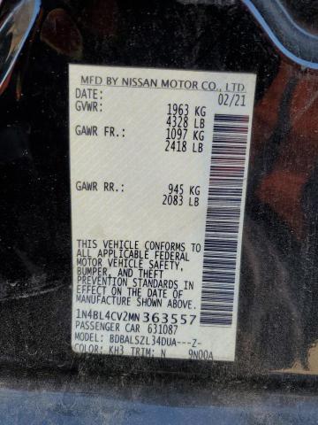 1N4BL4CV2MN363557 - 2021 NISSAN ALTIMA SR CHARCOAL photo 12