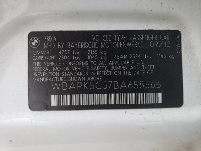 WBAPK5C57BA658566 - 2011 BMW 328 XI SULEV WHITE photo 13