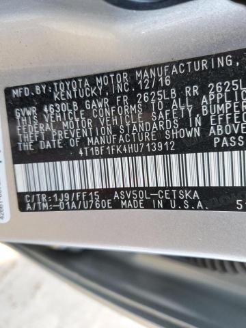 4T1BF1FK4HU713912 - 2017 TOYOTA CAMRY LE SILVER photo 12