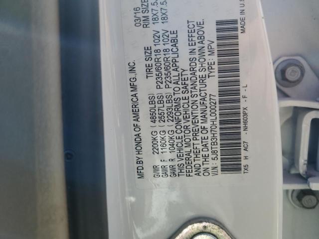 5J8TB3H70HL000277 - 2017 ACURA RDX ADVANCE WHITE photo 12