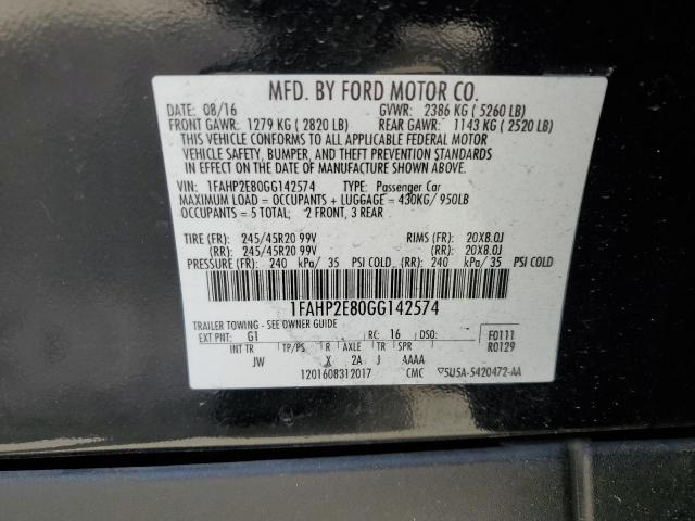 1FAHP2E80GG142574 - 2016 FORD TAURUS SEL BLACK photo 13