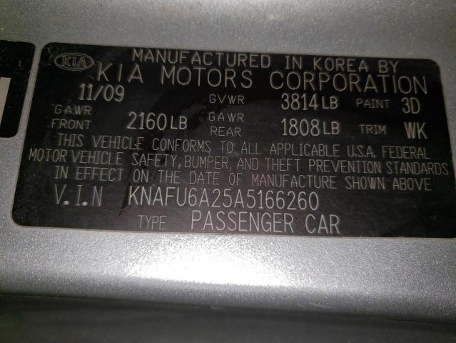 KNAFU6A25A5166260 - 2010 KIA FORTE EX SILVER photo 13