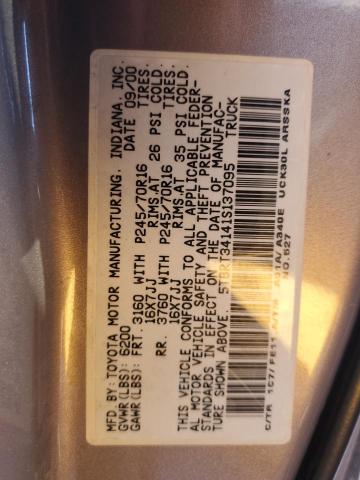 5TBRT34141S137095 - 2001 TOYOTA TUNDRA ACCESS CAB 灰色 照片 12