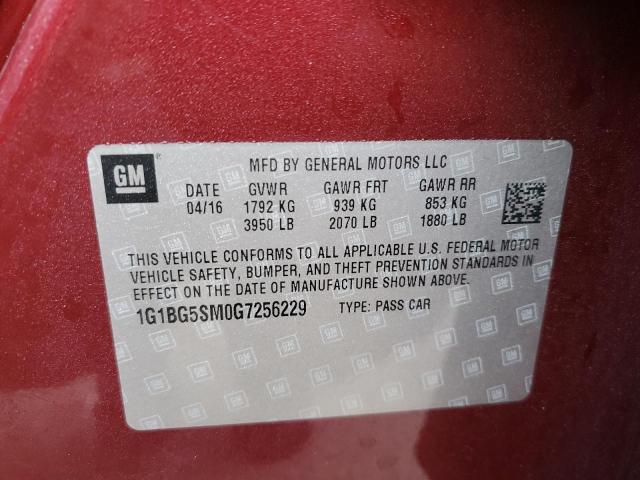 1G1BG5SM0G7256229 - 2016 CHEVROLET CRUZE PREMIER BURGUNDY photo 12