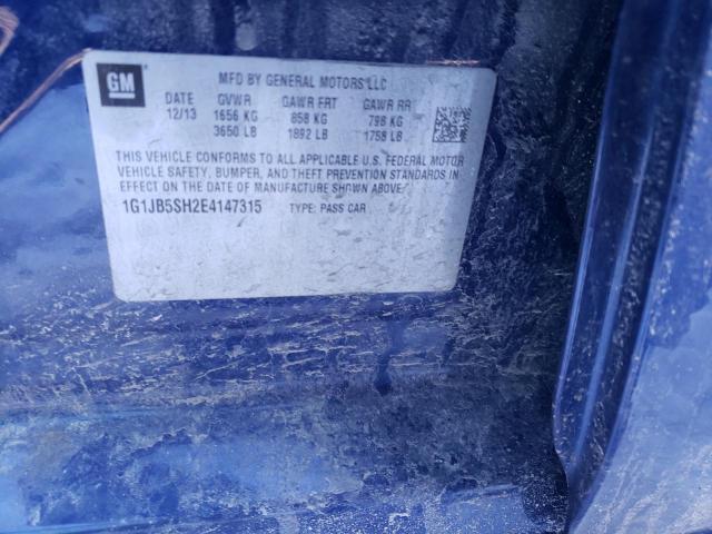 1G1JB5SH2E4147315 - 2014 CHEVROLET SONIC LS ლურჯი ფოტო 13