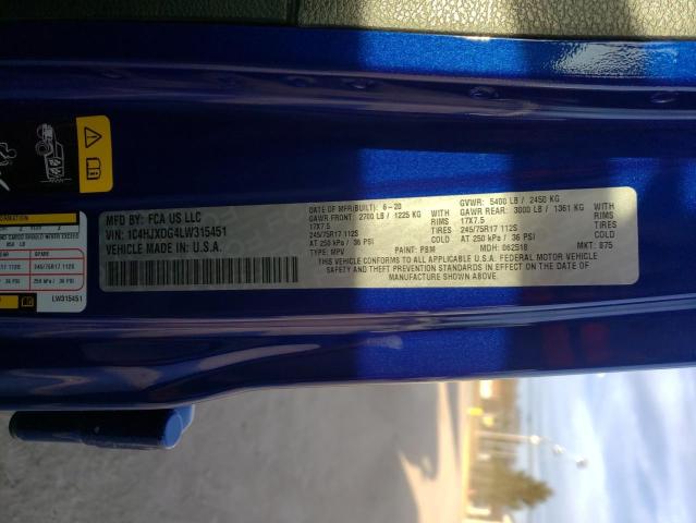 1C4HJXDG4LW315451 - 2020 JEEP WRANGLER U SPORT ლურჯი ფოტო 12