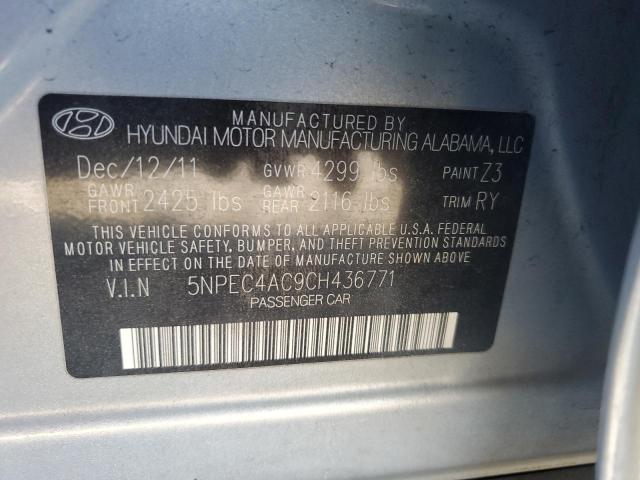 5NPEC4AC9CH436771 - 2012 HYUNDAI SONATA SE SILVER photo 12