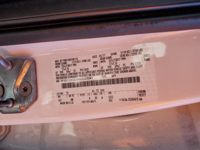 1FMCU9GD3HUD33341 - 2017 FORD ESCAPE SE WHITE photo 12