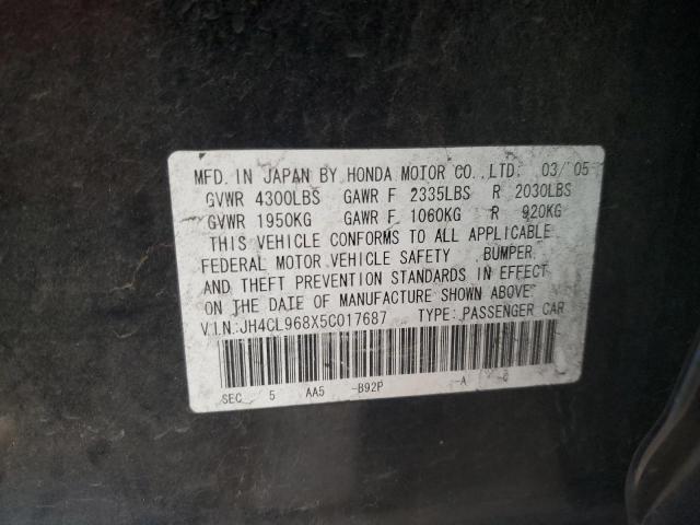 JH4CL968X5C017687 - 2005 ACURA TSX BLACK photo 12