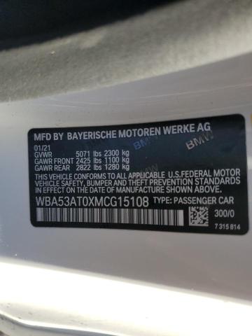 WBA53AT0XMCG15108 - 2021 BMW M440I WHITE photo 12