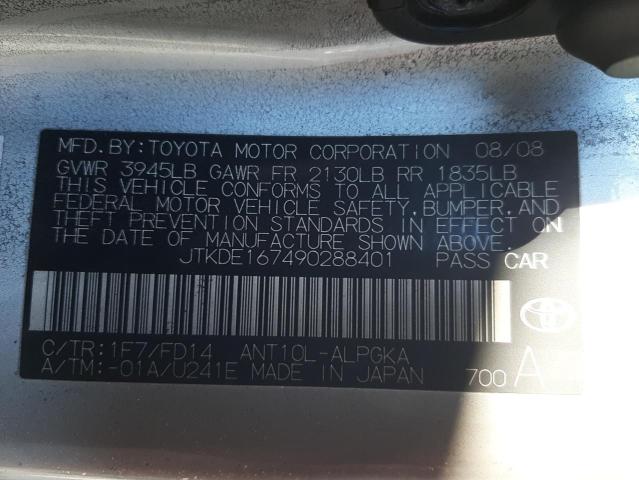 JTKDE167490288401 - 2009 TOYOTA SCION TC 烧焦的 照片 13