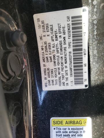 19UUA8F27AA002718 - 2010 ACURA TL BLACK photo 12