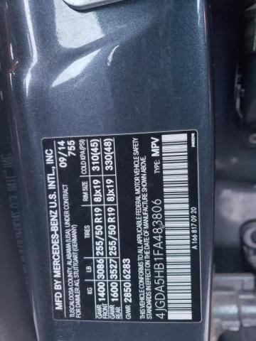 4JGDA5HB1FA483806 - 2015 MERCEDES-BENZ ML 350 4MATIC BLUE photo 12