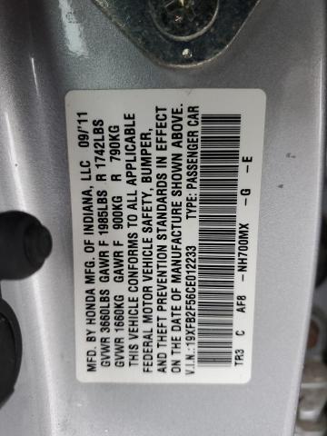 19XFB2F56CE012233 - 2012 HONDA CIVIC LX SILVER photo 13