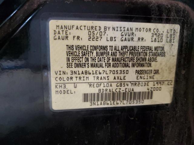 3N1AB61E67L705350 - 2007 NISSAN SENTRA 2.0 BLACK photo 12