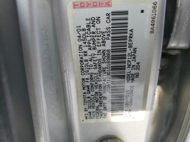 JTDBT123010169868 - 2001 TOYOTA ECHO SILVER photo 12