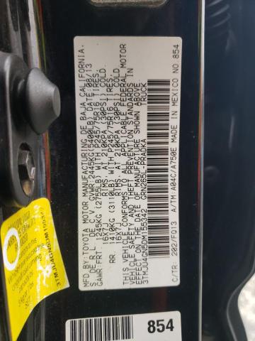 3TMJU4GN5DM155342 - 2013 TOYOTA TACOMA DOUBLE CAB PRERUNNER BLACK photo 12