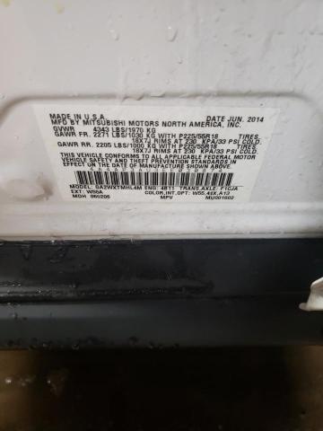 4A4AP3AU3EE030874 - 2014 MITSUBISHI OUTLANDER ES თეთრი ფოტო 12