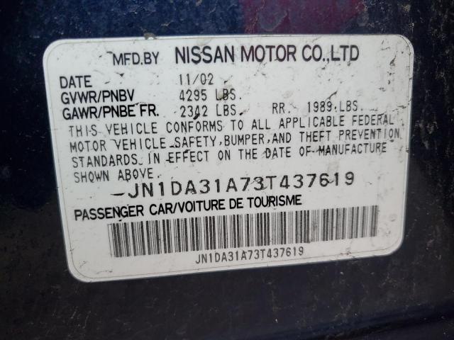 JN1DA31A73T437619 - 2003 NISSAN MAXIMA GLE BLUE photo 13