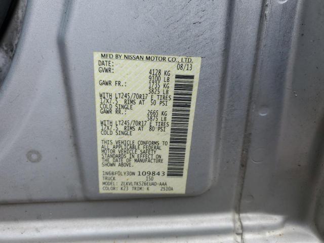 1N6BF0LY3DN109843 - 2013 NISSAN NV 2500 SILVER photo 13