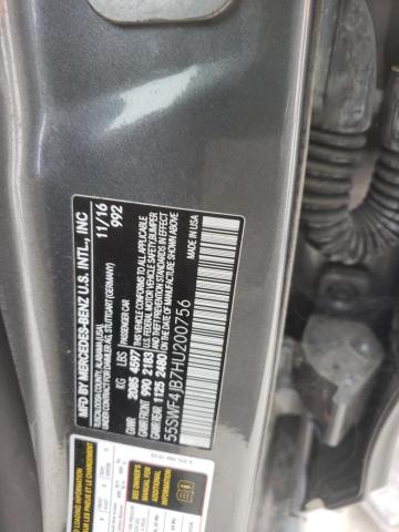 55SWF4JB7HU200756 - 2017 MERCEDES-BENZ C 300 GRAY photo 12